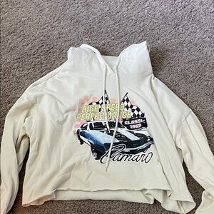 Chemistry Camaro Graphic Hoodie in Cream and Blue